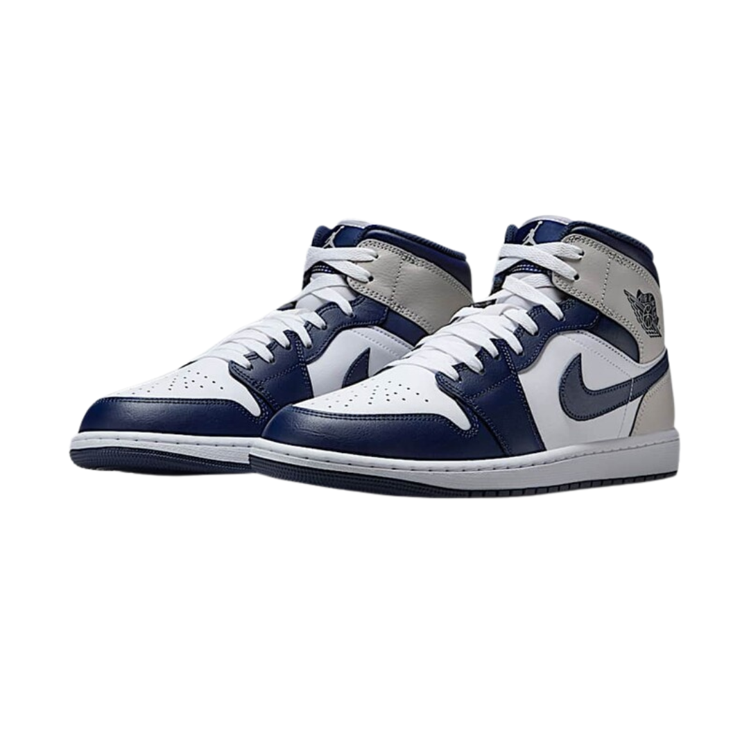 Nike Air Jordan 1 Mid Navy / Wolf Grey - Missing Box Lid